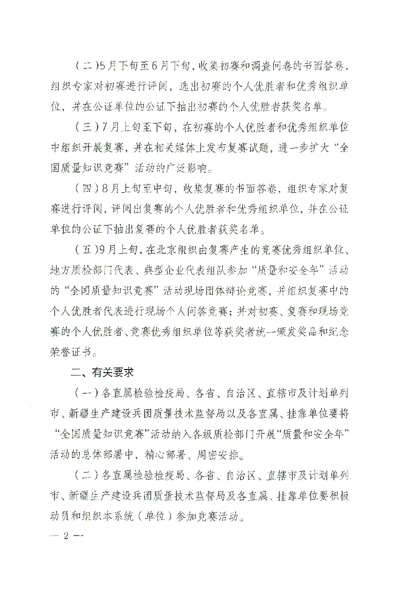 國家質(zhì)檢總局辦公廳《關(guān)于舉辦“全國質(zhì)量知識(shí)競(jìng)賽”活動(dòng)的通知》